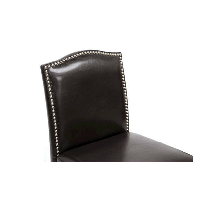 Baxton Studio Libra Dark Brown Modern Bar Stool with Nail Head Trim (Set of 2)