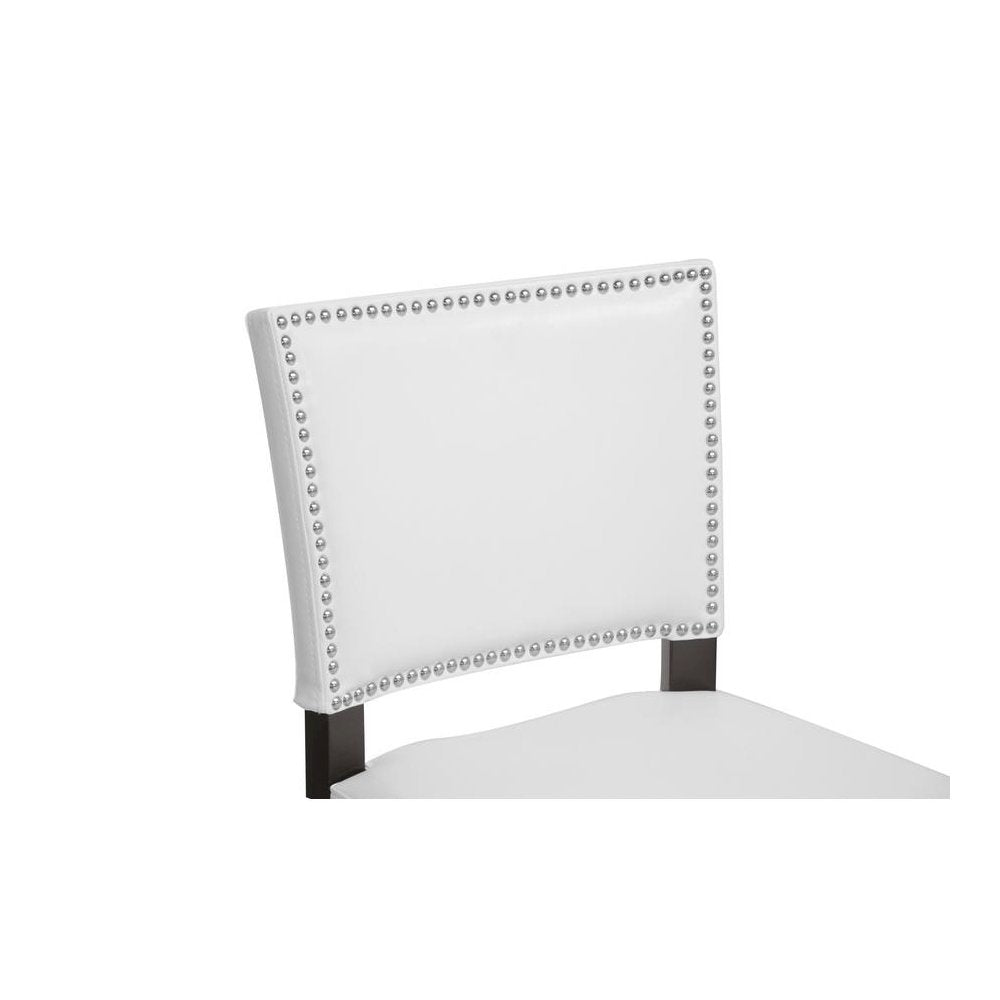 Baxton Studio Aries White Modern Bar Stool with Nail Head Trim (Set of 2)