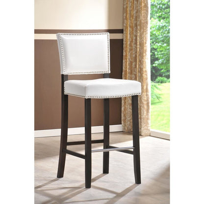 Baxton Studio Aries White Modern Bar Stool with Nail Head Trim (Set of 2)