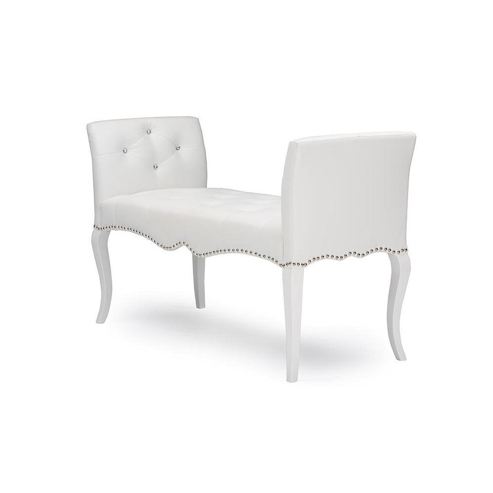 Kristy Modern and Contemporary White Faux Leather Classic Seating Bench
