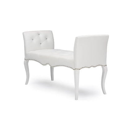 Kristy Modern and Contemporary White Faux Leather Classic Seating Bench