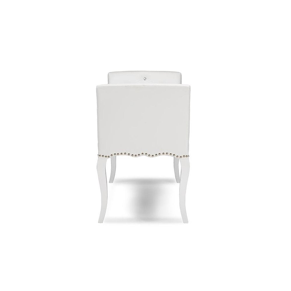 Kristy Modern and Contemporary White Faux Leather Classic Seating Bench