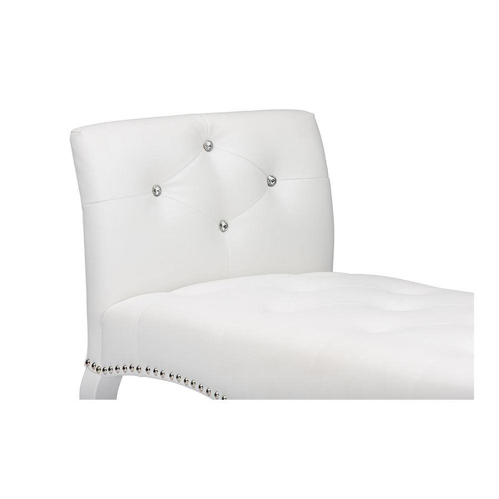 Kristy Modern and Contemporary White Faux Leather Classic Seating Bench