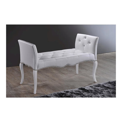 Kristy Modern and Contemporary White Faux Leather Classic Seating Bench