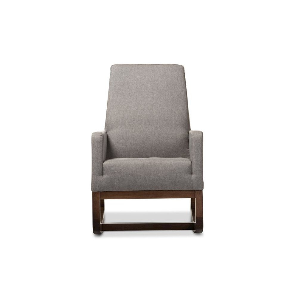 Yashiya Mid-century Retro Modern Grey Fabric Upholstered Rocking Chair