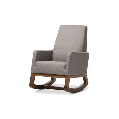 Yashiya Mid-century Retro Modern Grey Fabric Upholstered Rocking Chair