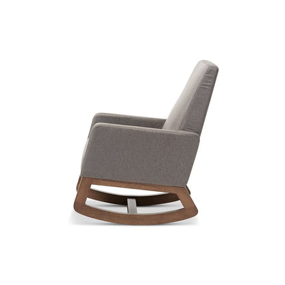 Yashiya Mid-century Retro Modern Grey Fabric Upholstered Rocking Chair