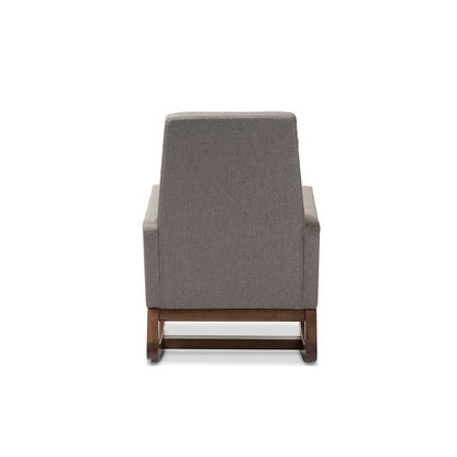 Yashiya Mid-century Retro Modern Grey Fabric Upholstered Rocking Chair
