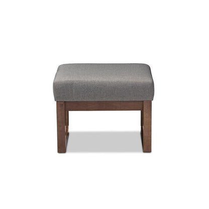 Yashiya Mid-century Retro Modern Grey Fabric Upholstered Ottoman Stool