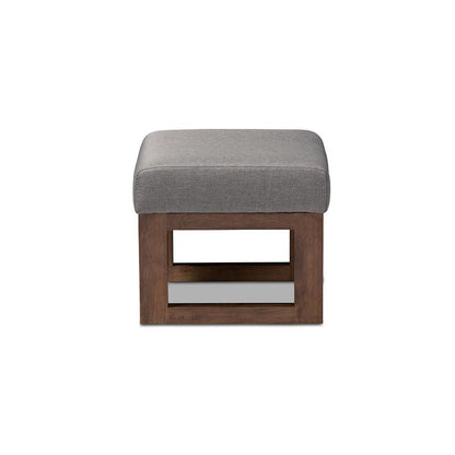 Yashiya Mid-century Retro Modern Grey Fabric Upholstered Ottoman Stool