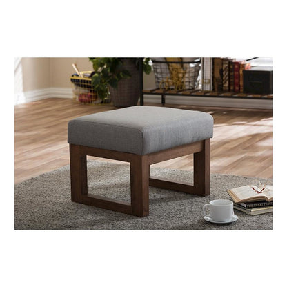 Yashiya Mid-century Retro Modern Grey Fabric Upholstered Ottoman Stool