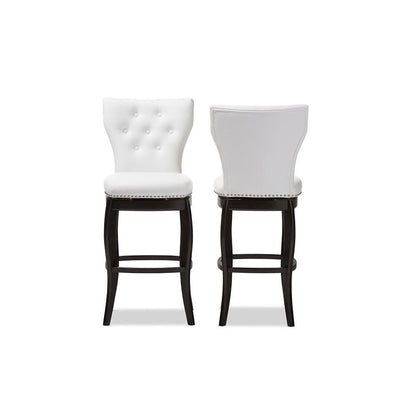 Leather Upholstered Button-tufted 29-Inch 2-Piece Swivel Bar Stool Set