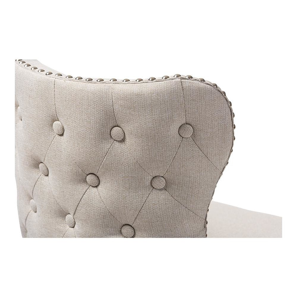 Light Beige Fabric Button-Tufted Upholstered 2-Piece Swivel Barstool Set