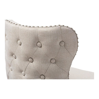 Light Beige Fabric Button-Tufted Upholstered 2-Piece Swivel Barstool Set