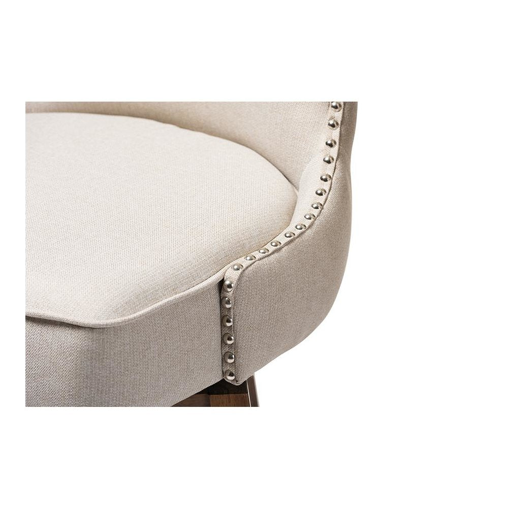 Light Beige Fabric Button-Tufted Upholstered 2-Piece Swivel Barstool Set