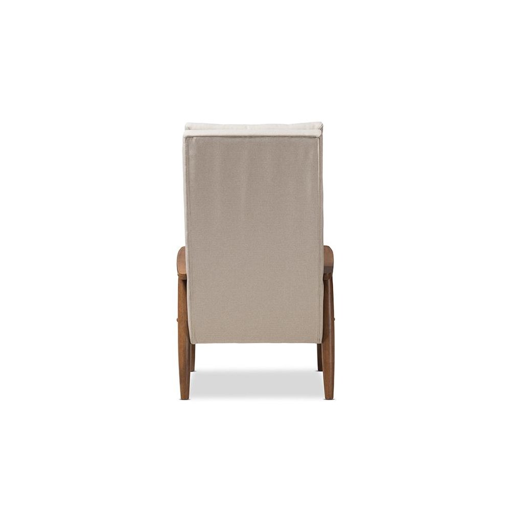 Light Beige Fabric Upholstered Button-Tufted High-Back Chair