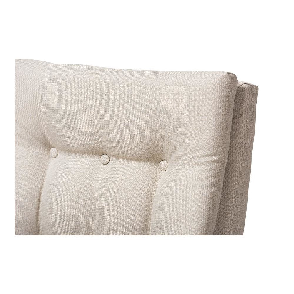 Light Beige Fabric Upholstered Button-Tufted High-Back Chair