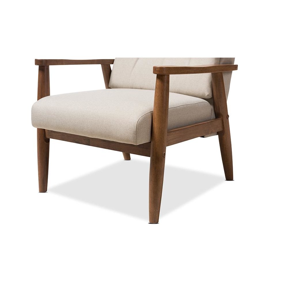 Light Beige Fabric Upholstered Button-Tufted High-Back Chair