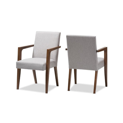 Greyish Beige Upholstered Wooden 2-Piece Lounge Chair Set