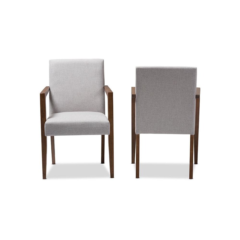 Greyish Beige Upholstered Wooden 2-Piece Lounge Chair Set