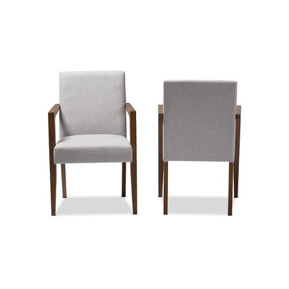 Greyish Beige Upholstered Wooden 2-Piece Lounge Chair Set