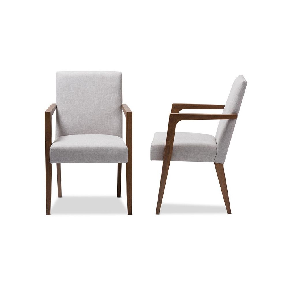 Greyish Beige Upholstered Wooden 2-Piece Lounge Chair Set