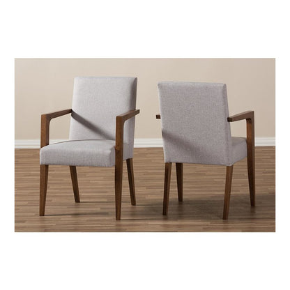 Greyish Beige Upholstered Wooden 2-Piece Lounge Chair Set