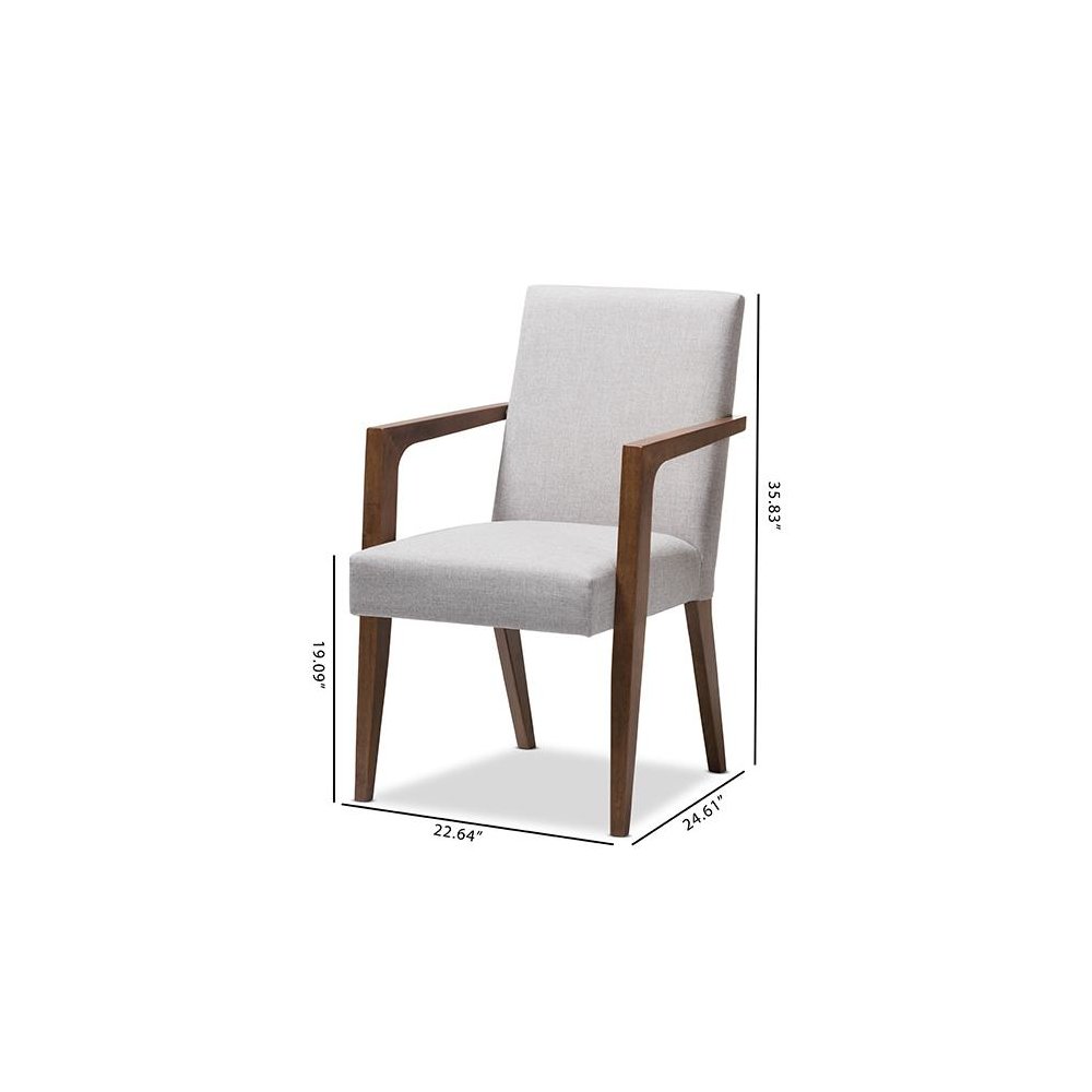 Greyish Beige Upholstered Wooden 2-Piece Lounge Chair Set