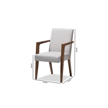 Greyish Beige Upholstered Wooden 2-Piece Lounge Chair Set