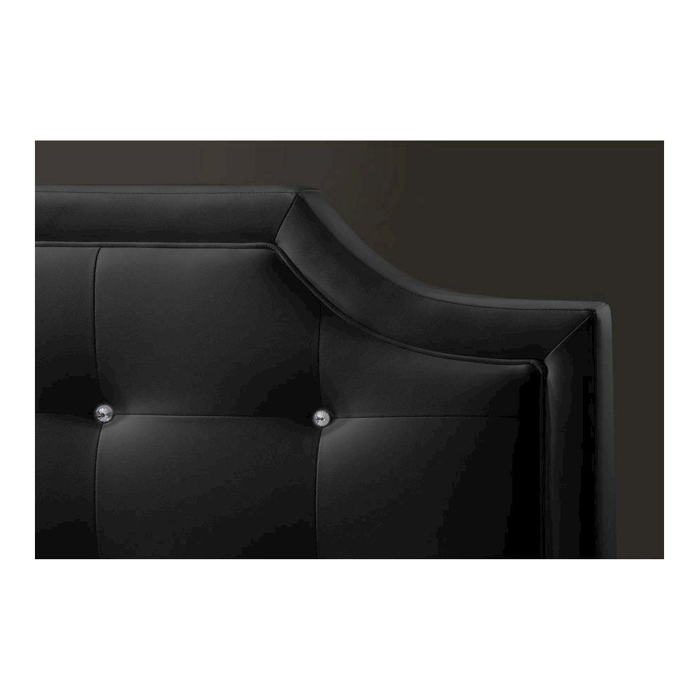 Baxton Studio Carlotta Black Modern Bed with Upholstered Headboard - Queen Size