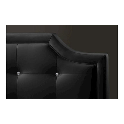Baxton Studio Carlotta Black Modern Bed with Upholstered Headboard - Queen Size
