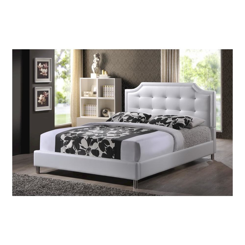 Baxton Studio Carlotta White Modern Bed with Upholstered Headboard - Full Size