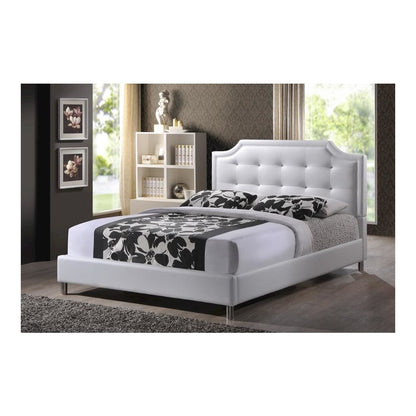 Baxton Studio Carlotta White Modern Bed with Upholstered Headboard - Full Size