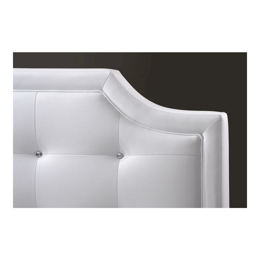 Baxton Studio Carlotta White Modern Bed with Upholstered Headboard - Full Size