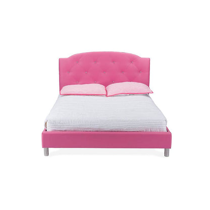 Hot Pink Faux Leather Queen Size Platform Bed