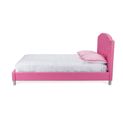 Hot Pink Faux Leather Queen Size Platform Bed