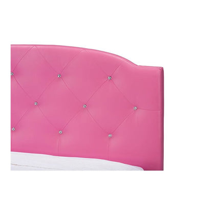 Hot Pink Faux Leather Queen Size Platform Bed