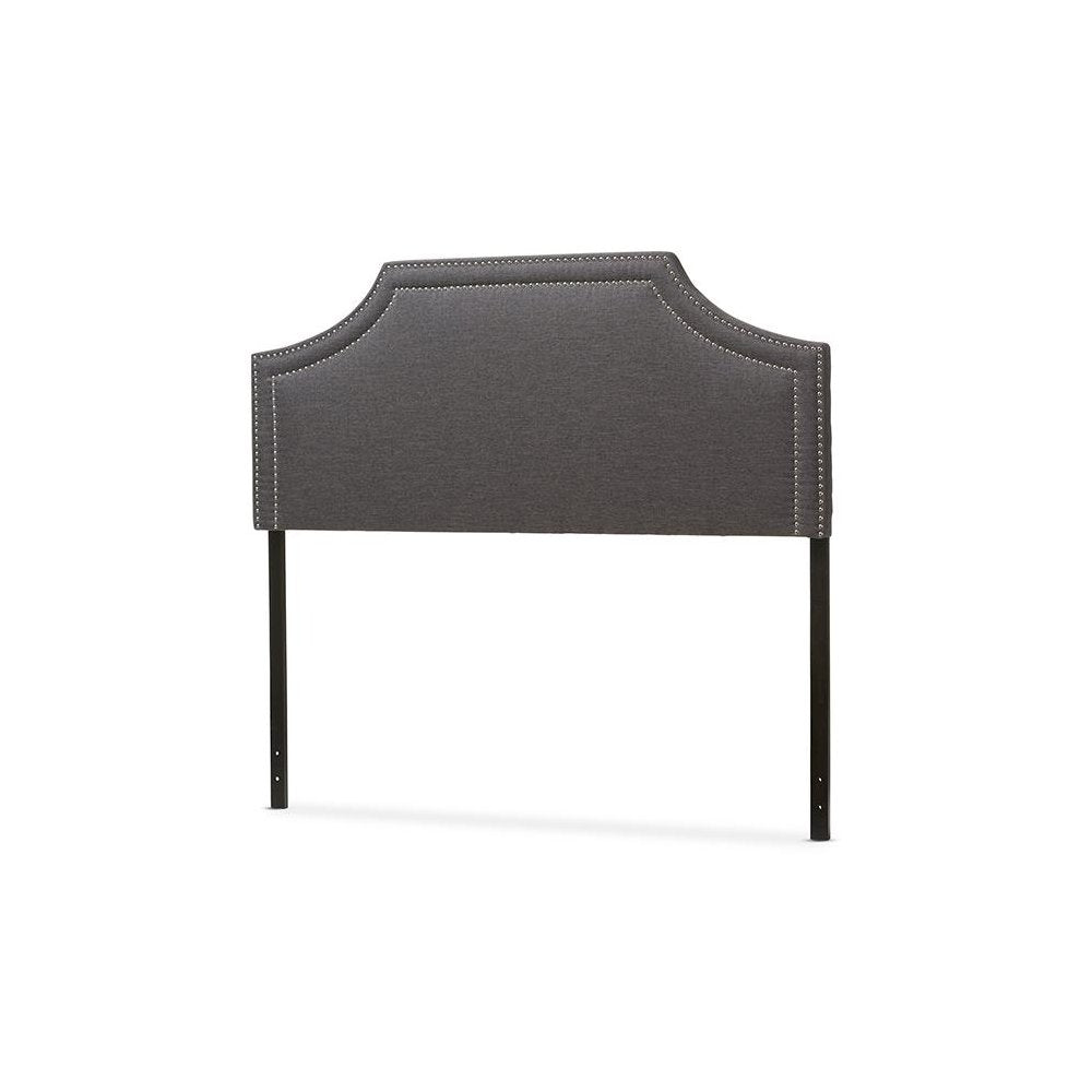 Avignon Modern and Contemporary Dark Grey Fabric Upholstered Full Size Headboard