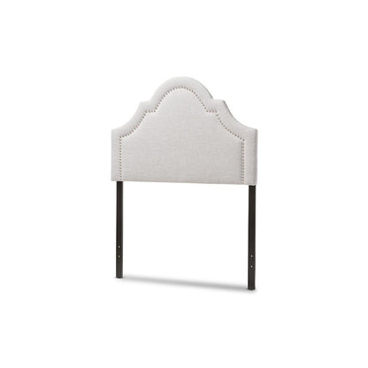 Grayish Beige Fabric Upholstered Twin Size Headboard