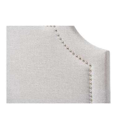 Grayish Beige Fabric Upholstered Twin Size Headboard