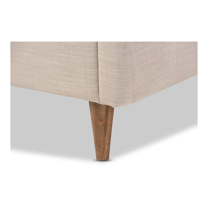 Baxton Studio Hannah Mid-Century Modern Beige Linen Queen Size Platform Bed