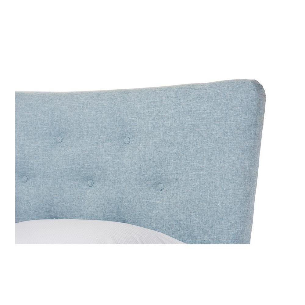 Baxton Studio Hannah Mid-Century Modern Sky Blue Fabric Queen Size Platform Bed