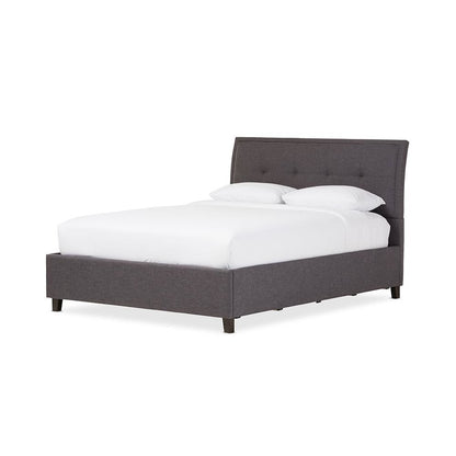 Lea Modern and Contemporary Dark Grey Fabric Queen Size Storage Platform Bed