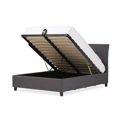 Lea Modern and Contemporary Dark Grey Fabric Queen Size Storage Platform Bed