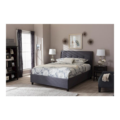Lea Modern and Contemporary Dark Grey Fabric Queen Size Storage Platform Bed