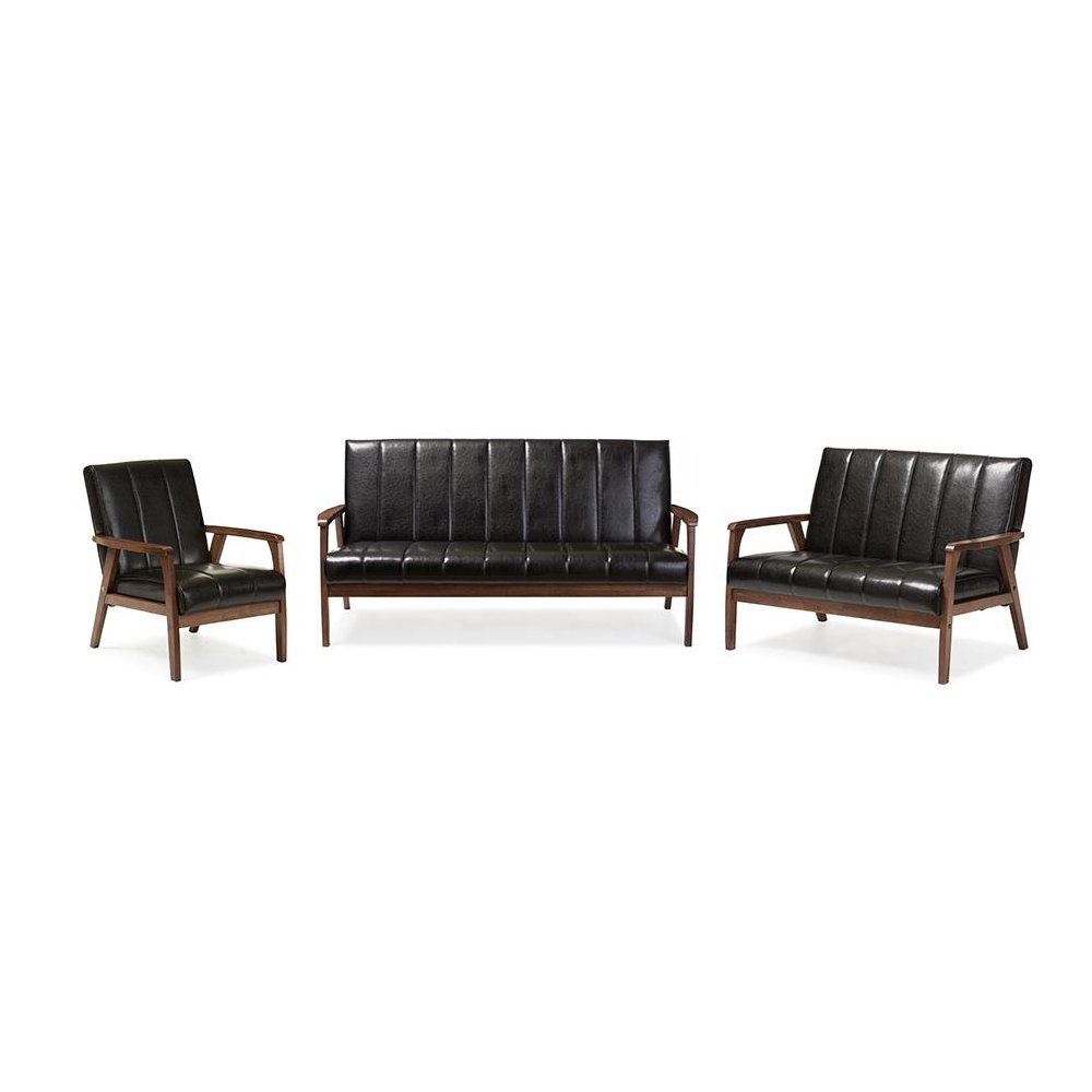 Leather 3 Pieces Living Room Sets