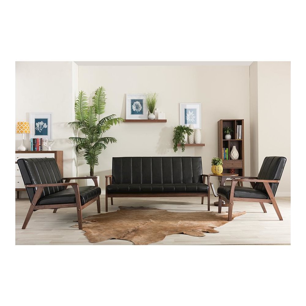 Leather 3 Pieces Living Room Sets