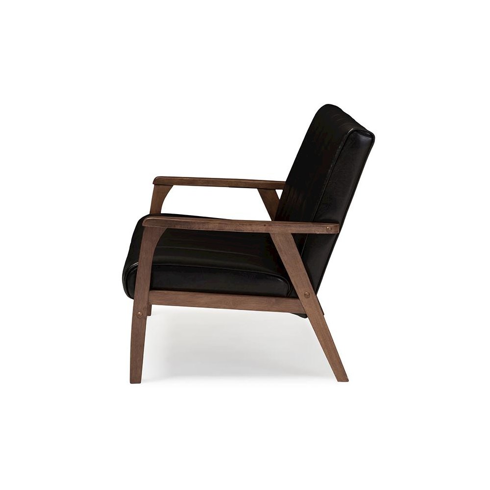 Leather Wooden 2-Seater Loveseat