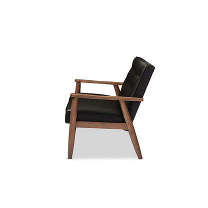 Leather Upholstered Wooden 2-seater Loveseat