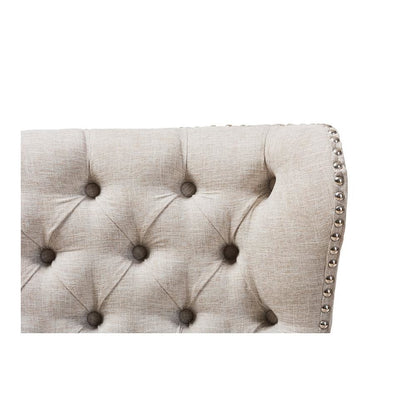 Fabric Upholstered Button-Tufting with Nail Heads Trim 2-Seater Loveseat Settee